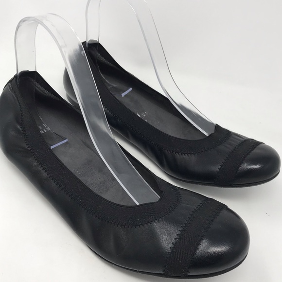 Stuart Weitzman Shoes - Stuart Weitzman Black Leahter Elastic Ballet Flats